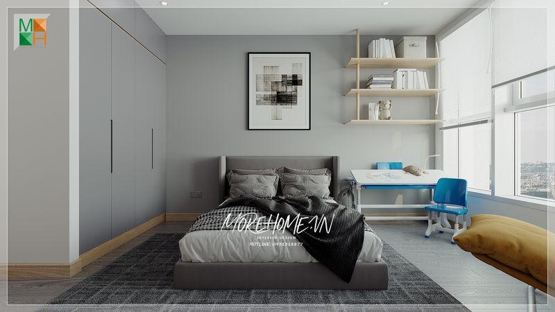 Mẫu thiết kế phòng ngủ hiện đại của căn hộ chung cư được thiết kế tinh tế và ấn tượng, làm hài lòng mọi người bởi sự tiện dụng của nó.